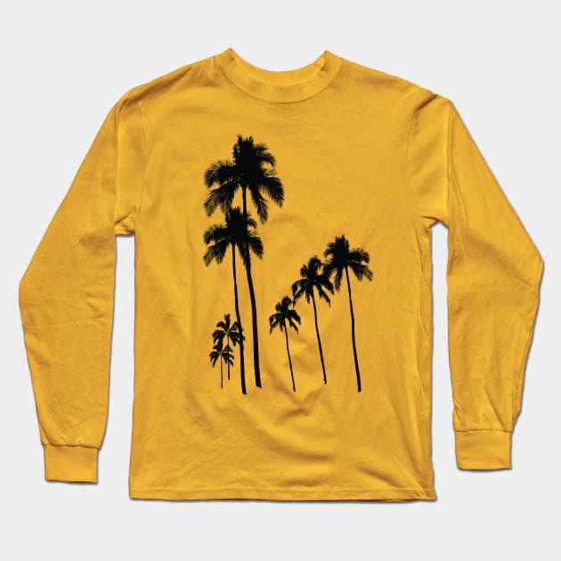 Black Palms Palm Tree Silhouette Design Palm Springs Palm Desert Palm Beach Lovers Long Sleeve T-Shirt by SeaLAD